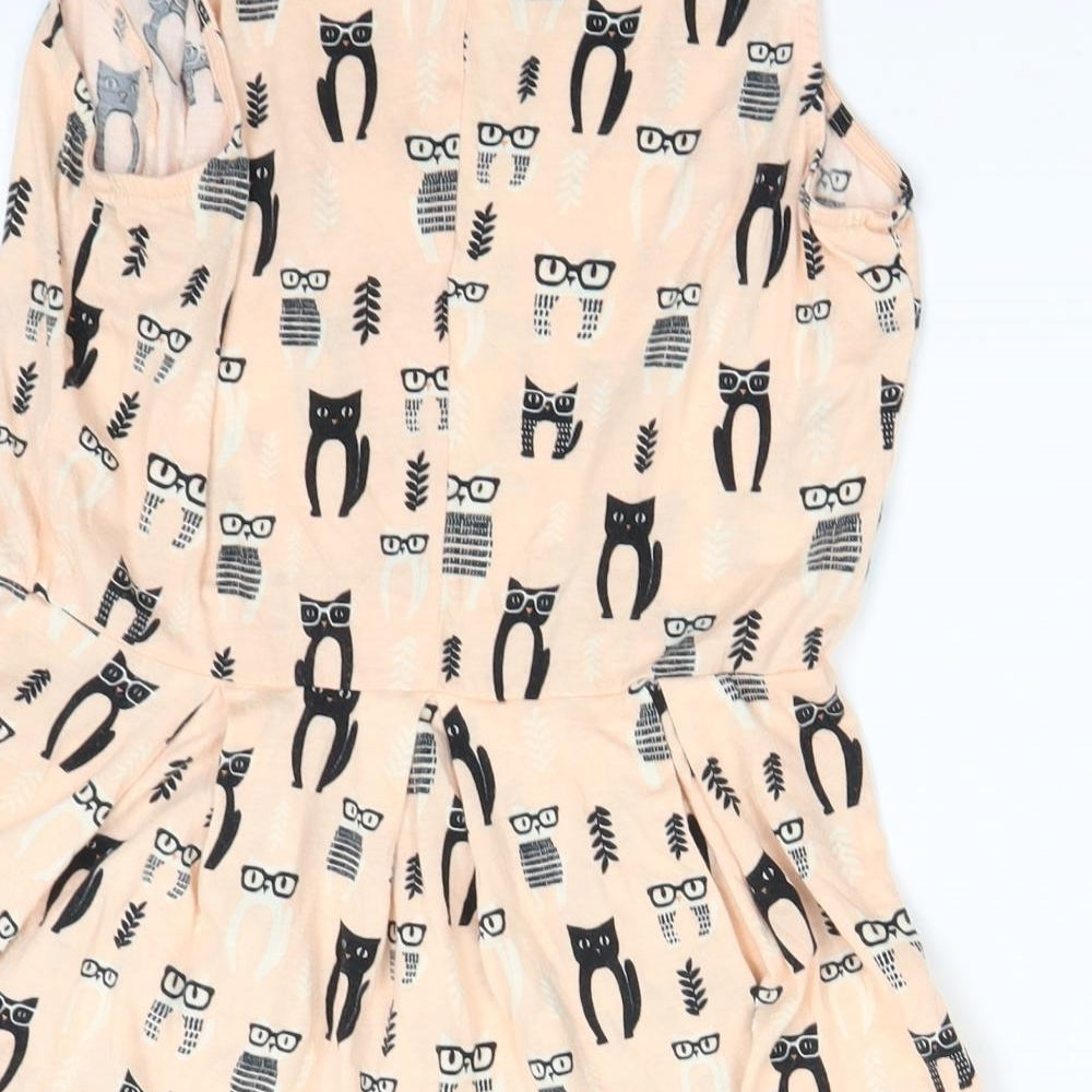 Brand and care label for Next women’s pink animal print basic tank, size UK 10