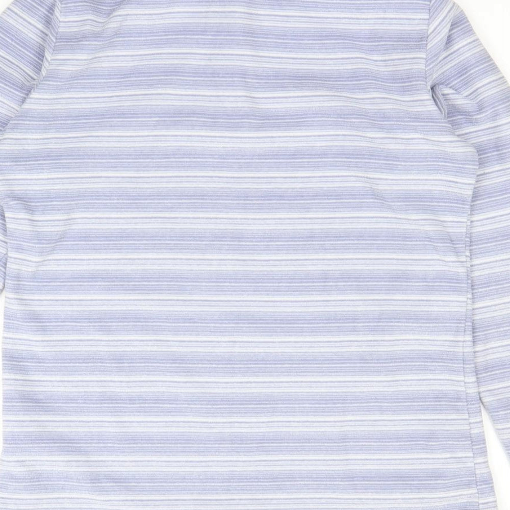 Brand and care label for Higear women’s purple striped henley jumper, size UK 10