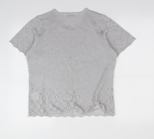 EWM Womens Silver Basic T-Shirt Size M