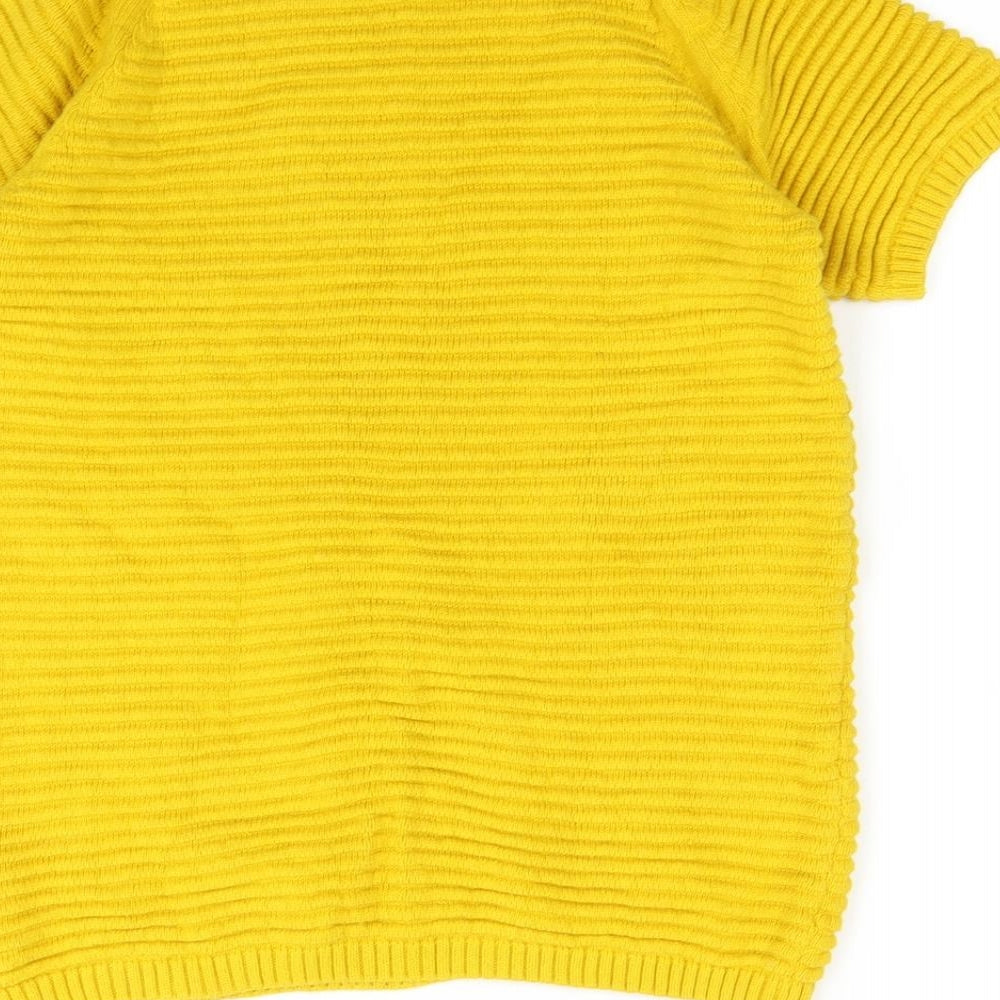 Brand and care label for Papaya women’s yellow jumper, size UK 12