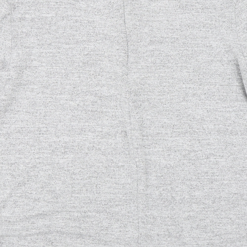 Brand and care label for Quiz women’s grey jumper, size UK 12