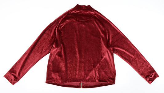 Golddigga Womens Red Velvet Full Zip Sweatshirt Size 12