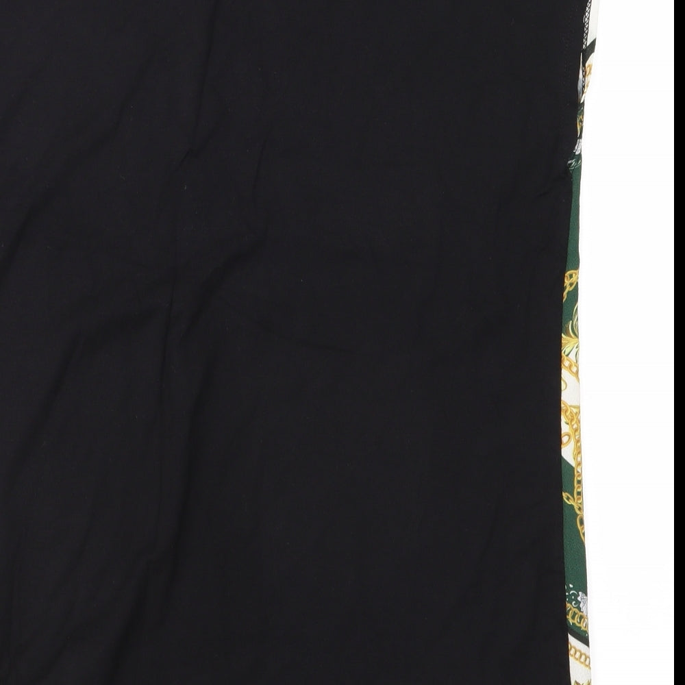 Brand and care label for Papaya women’s black colourblock basic t-shirt, size UK 10