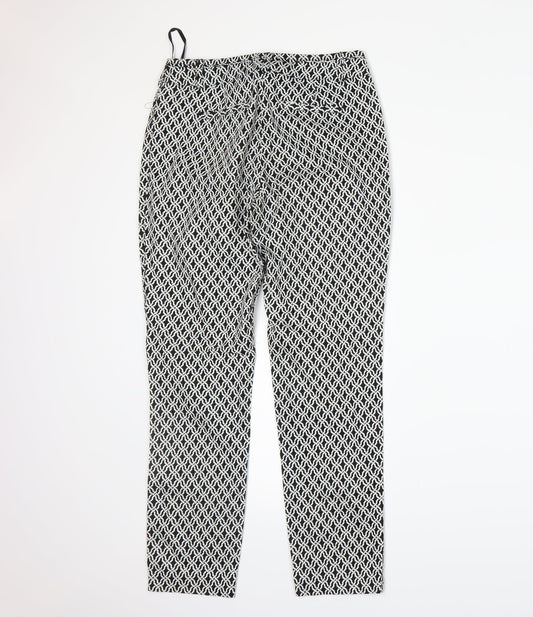 Dunnes Womens White Geometric Trousers Size 8 L26 in