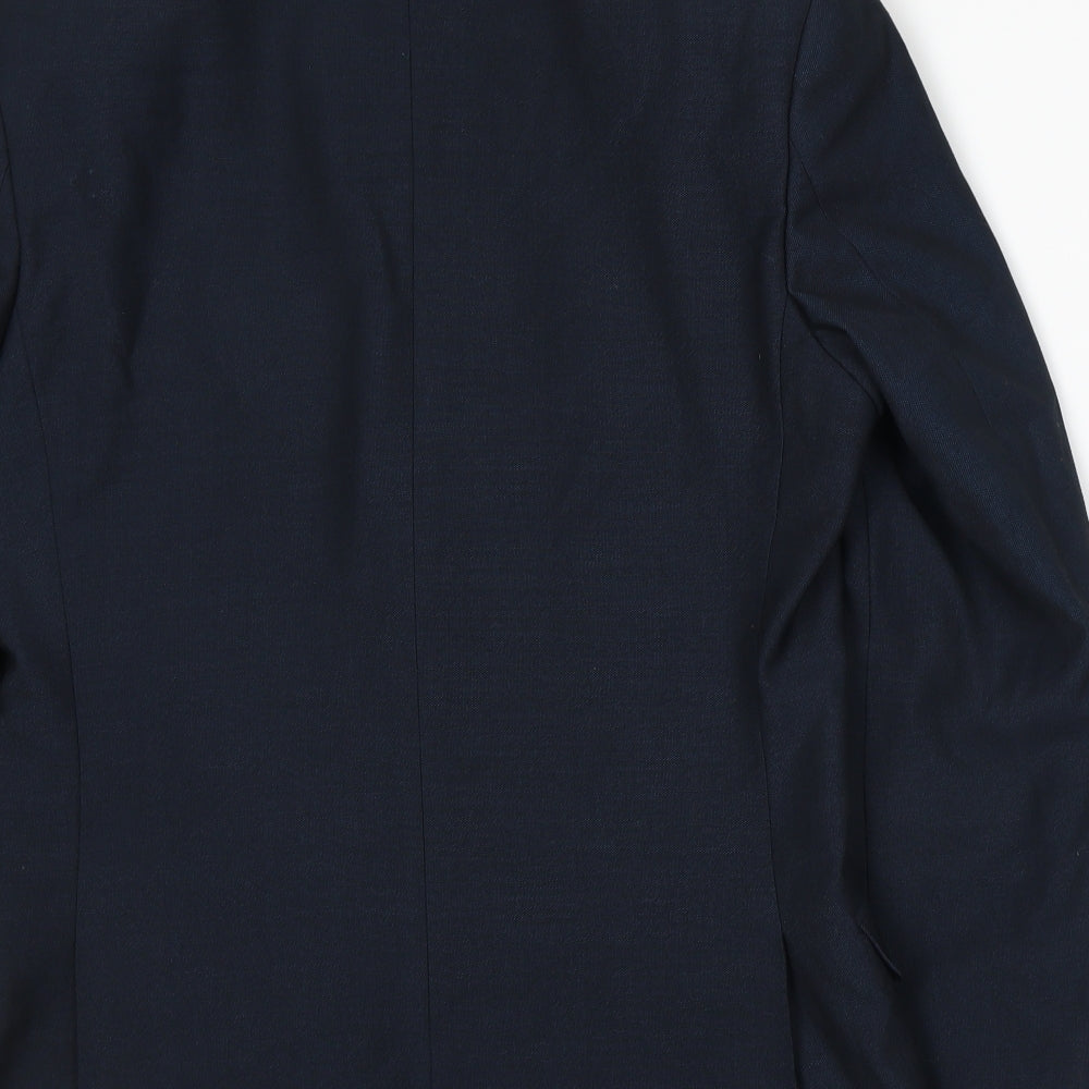Brand and care label for Limehaus men’s blue jacket suit jacket, size S