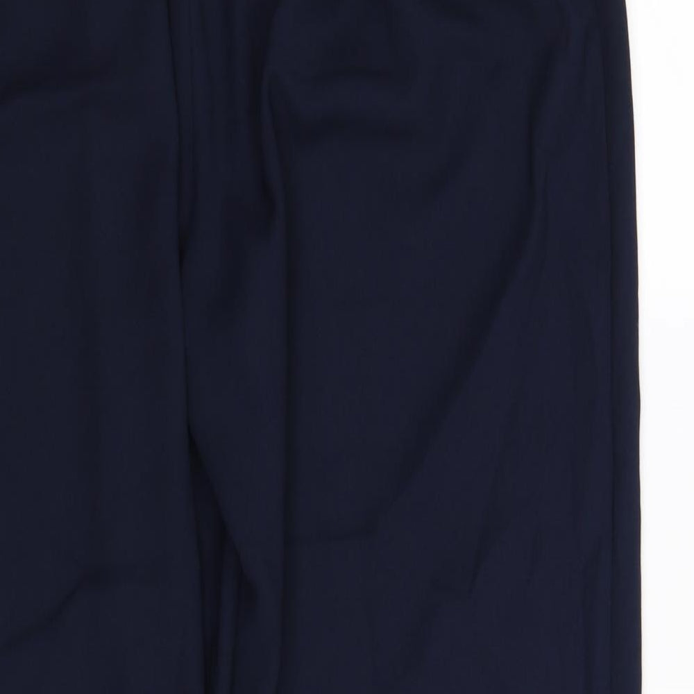 Brand and care label for pre worn women’s blue trousers, size UK 20, 34-inch leg