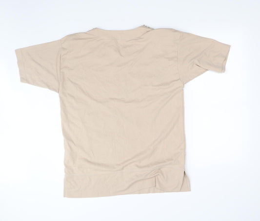easadelle Womens Beige Basic T-Shirt Size L