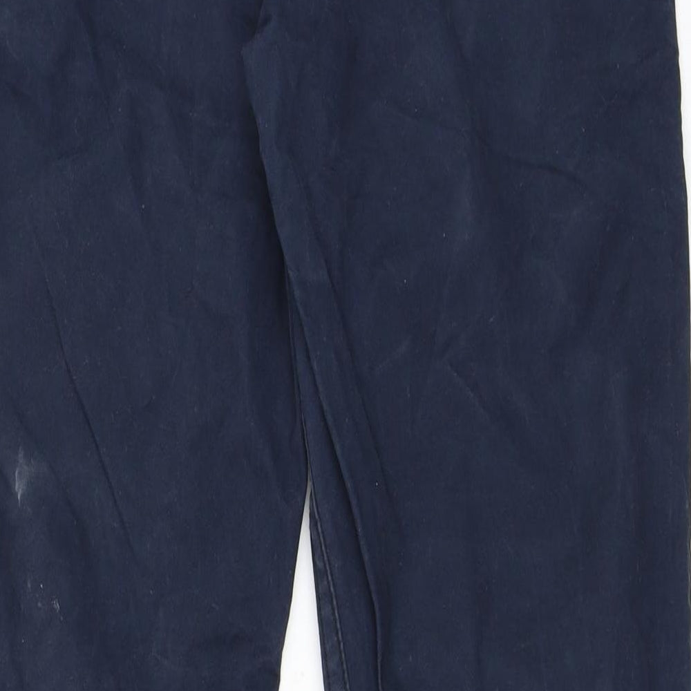 Brand and care label for Aeropostale men’s blue chino trousers, size 29, in, 30-inch leg