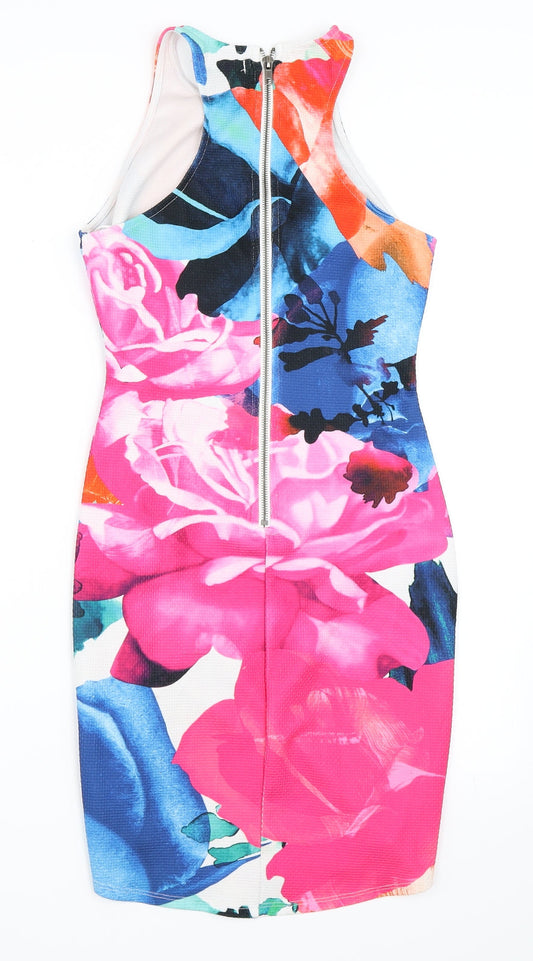 Ginger Fizz Womens Pink Floral Bodycon Size 8