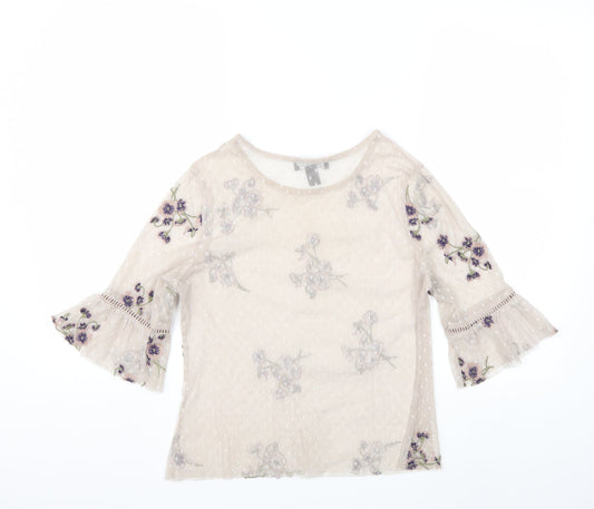 New Look Womens Beige Basic Blouse Size 8
