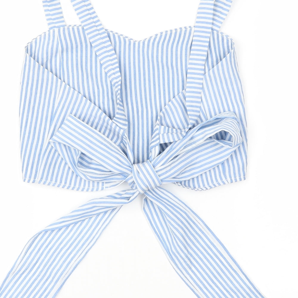 Preworn Womens Blue Striped Basic Blouse Size M
