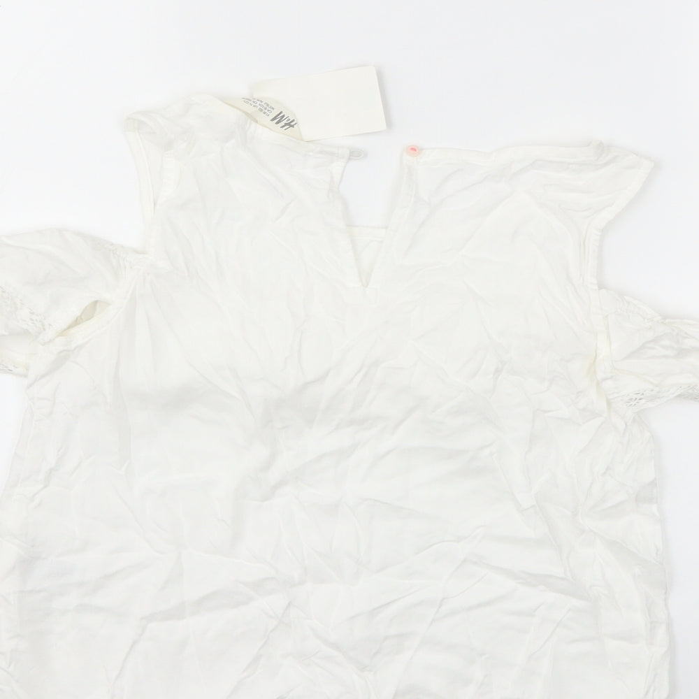 H&M Girls White Basic Blouse Size 11-12 Years
