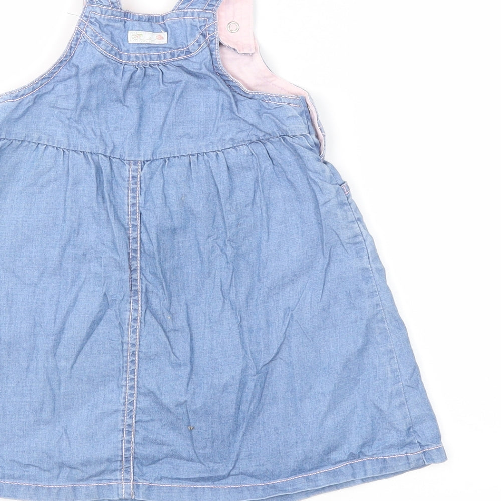 Brand and care label for Mothercare Baby Blue Denim Shift, size 9-12, Months