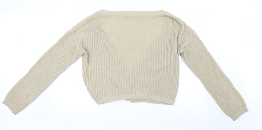Boohoo Womens Beige Knit Cardigan Jumper Size M