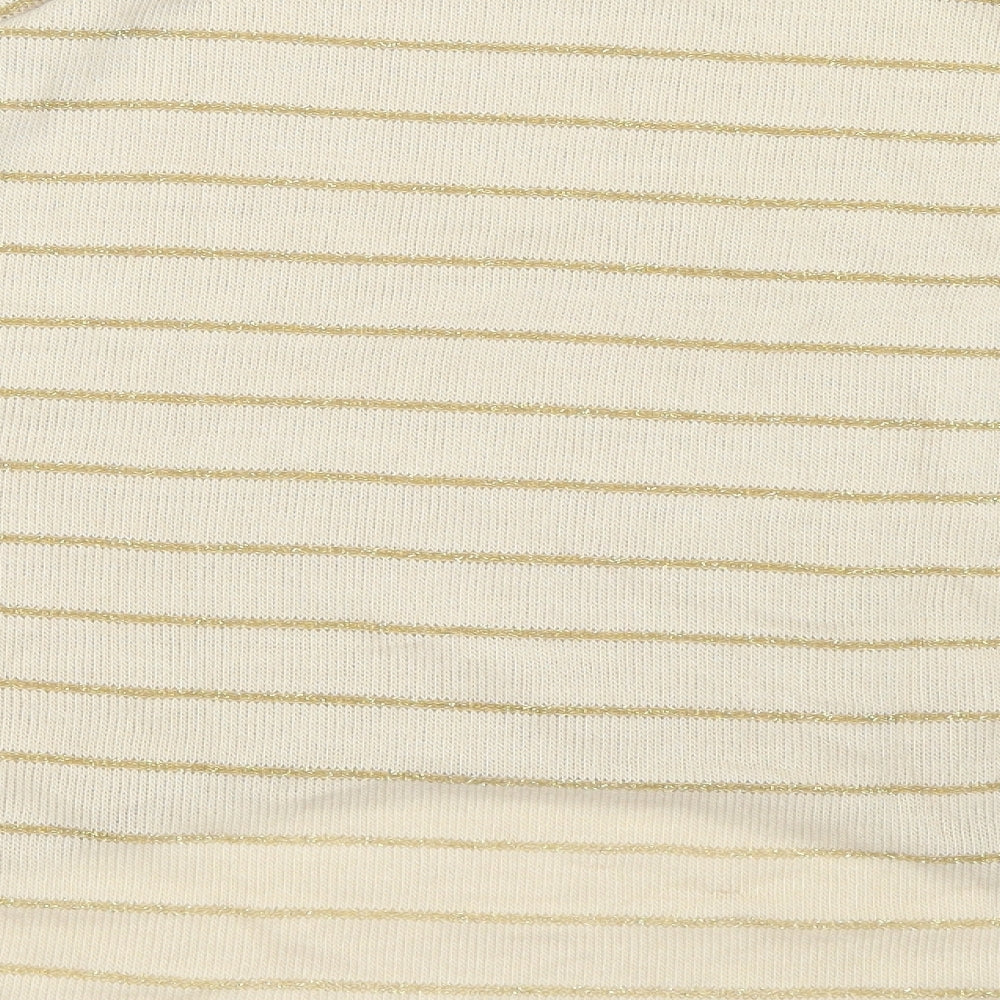 Brand and care label for WalG women’s gold striped knit jumper, size S