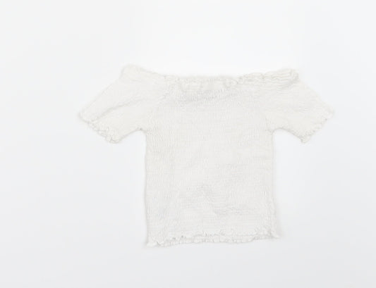 Primark Girls White Basic T-Shirt Size 7-8 Years