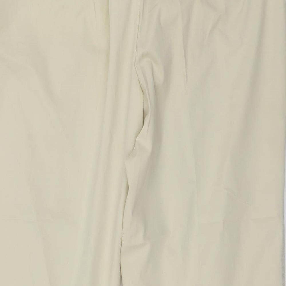 Brand and care label for Preworn women’s ivory trousers, size UK 32, in, 32-inch leg