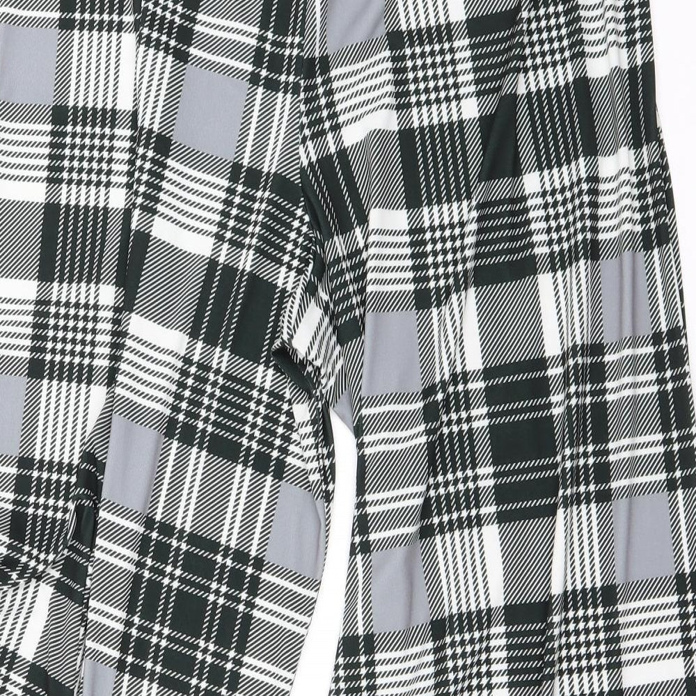 Brand and care label for ASOS women’s grey check trousers, size UK 16, 23-inch leg