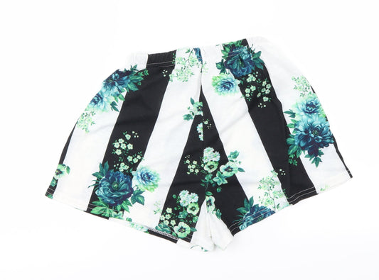 PRETTYLITTLETHING Womens White Striped Cut-Off Shorts Size 8