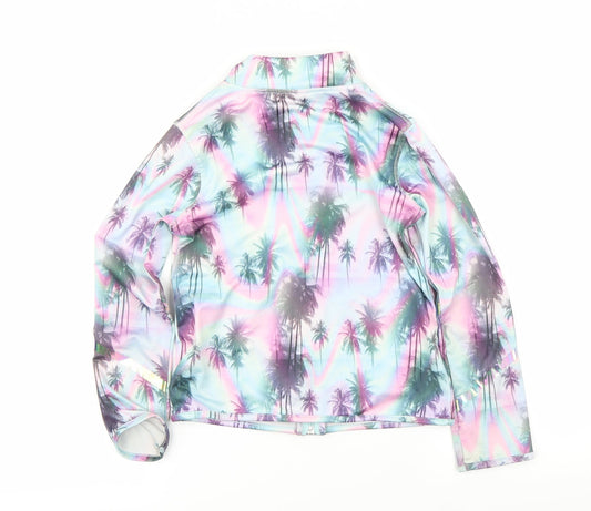 NEXT Girls Purple Floral Henley Jumper Size 8 Years