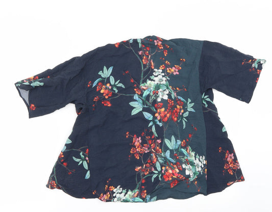 NEXT Girls Grey Floral Basic Blouse Size 7 Years