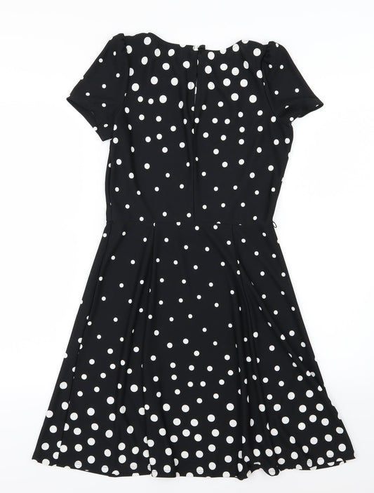 Oasis Womens Black Polka Dot A-Line Size XS