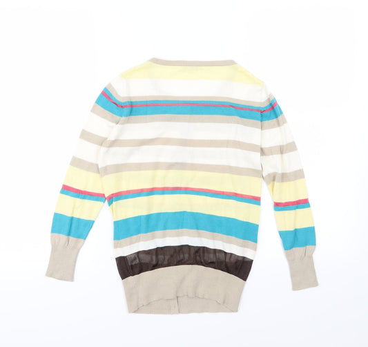 Oasis Womens Multicoloured Striped Knit Cardigan Jumper Size XS