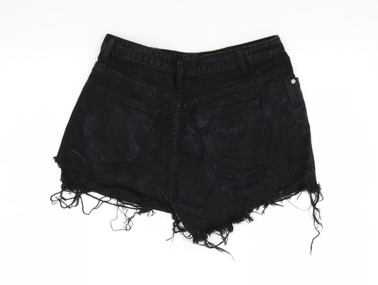 Missguided Womens Black Denim Cut-Off Shorts Size 8