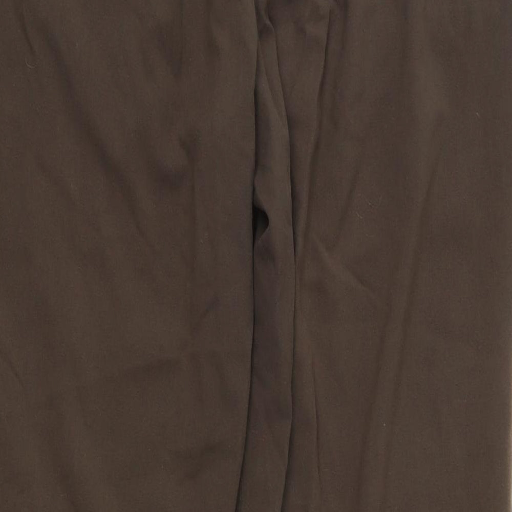 Brand and care label for Sharagano women’s brown trousers, size UK 16, 30-inch leg
