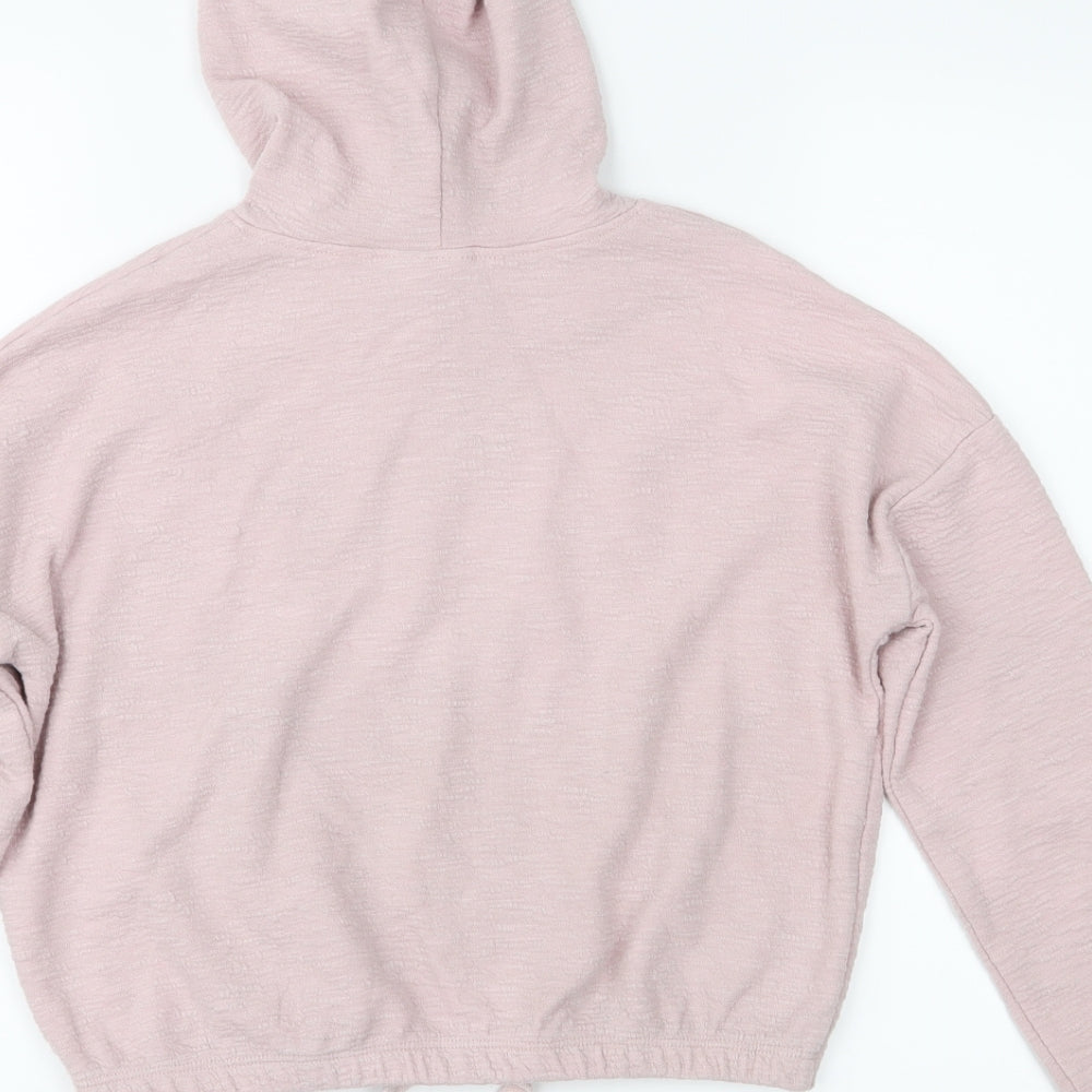 Brand and care label for Matalan girls’ pink pullover hoodie, size 9, years