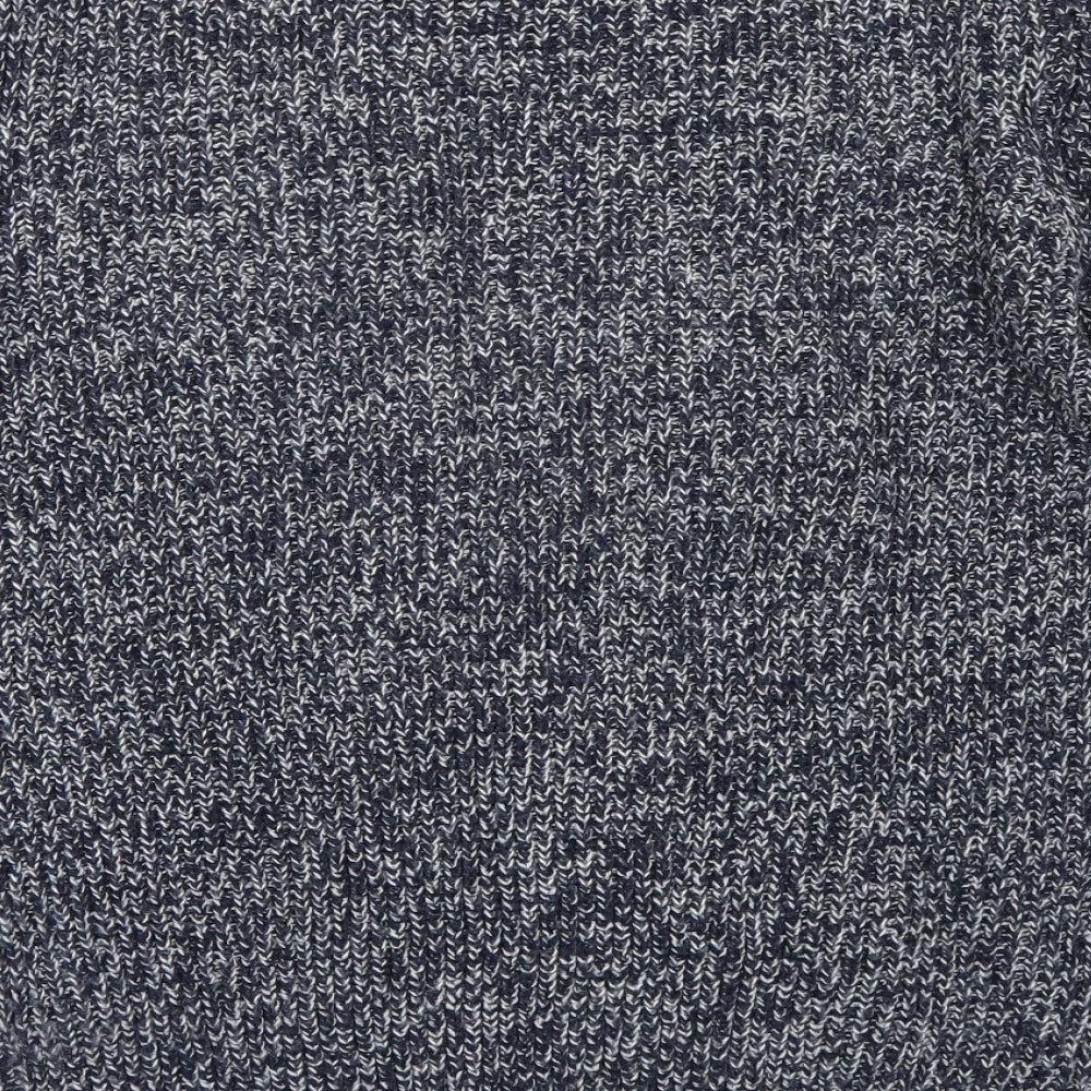 Brand and care label for Cedarwood State men’s blue jumper, size M