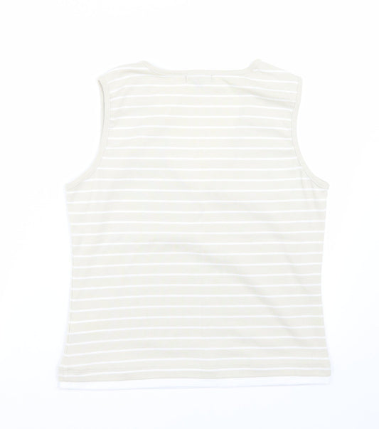 Ellie Louise Womens Beige Striped Basic T-Shirt Size XL