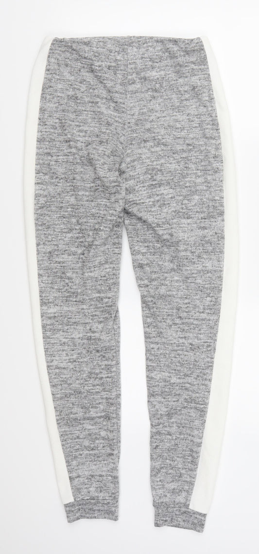 Boohoo Womens Grey Striped Sweatpants Trousers Size 10 L28 in