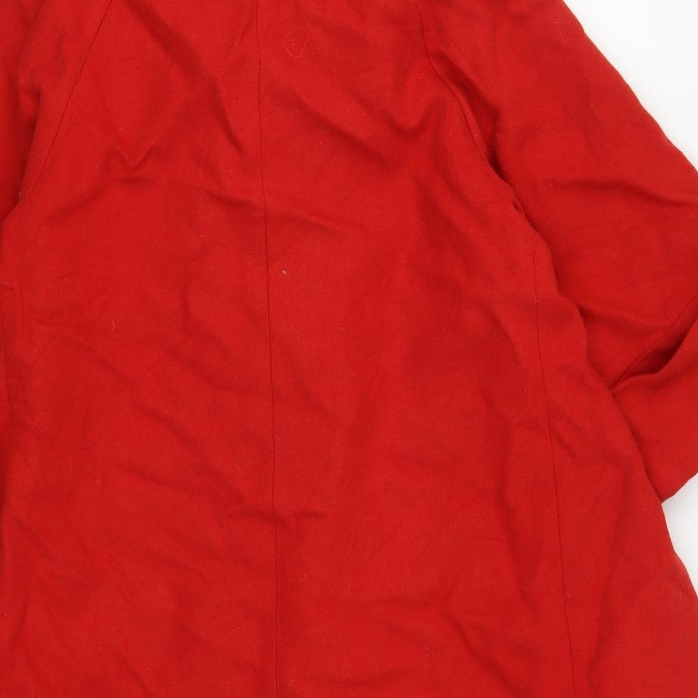 Brand and care label for Per Una women’s red jacket coat, size UK 10