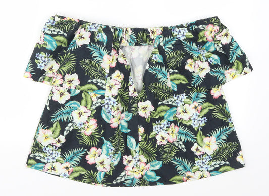 Topshop Womens Green Floral Basic T-Shirt Size 8