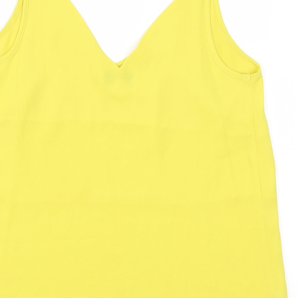 Brand and care label for Papaya women’s yellow basic tank, size UK 8