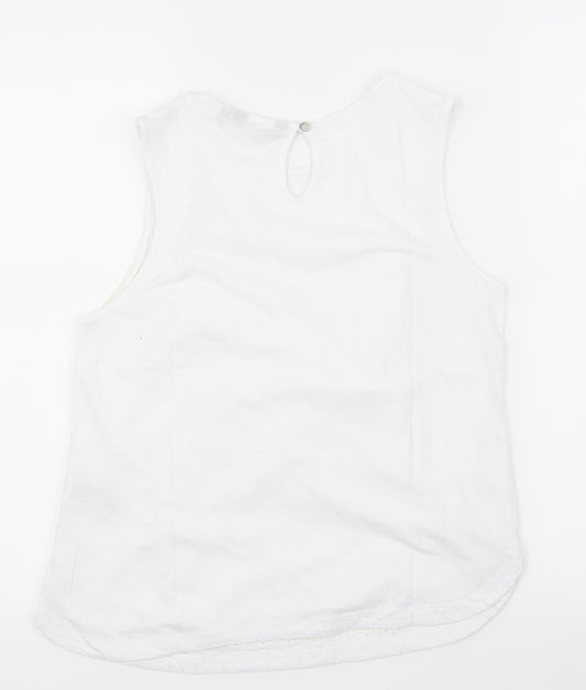 New Look Womens White Floral Basic T-Shirt Size 8