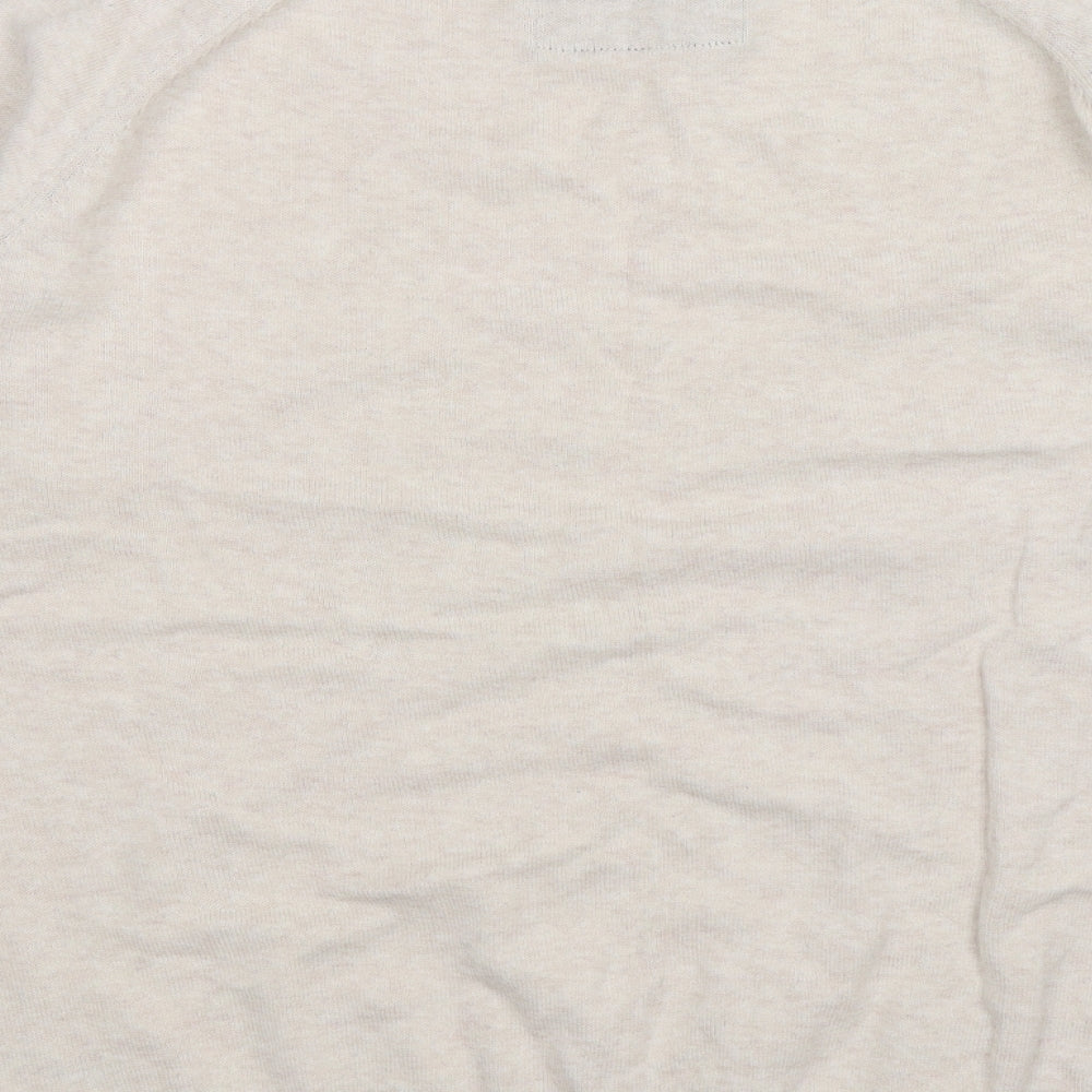 Brand and care label for Cedarwood State men’s beige knit jumper, size M