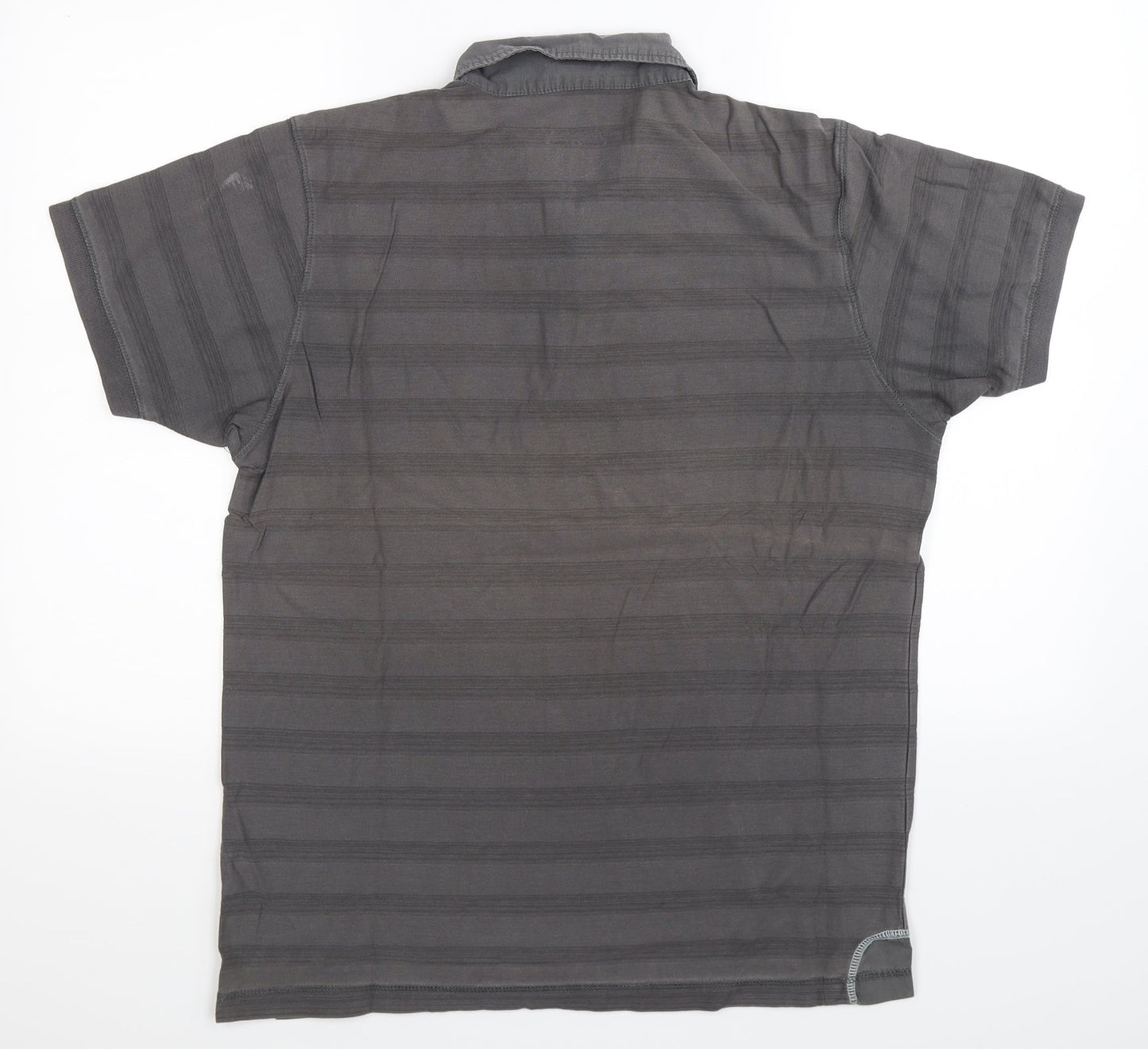 Kickers Mens Grey Striped Polo Size M