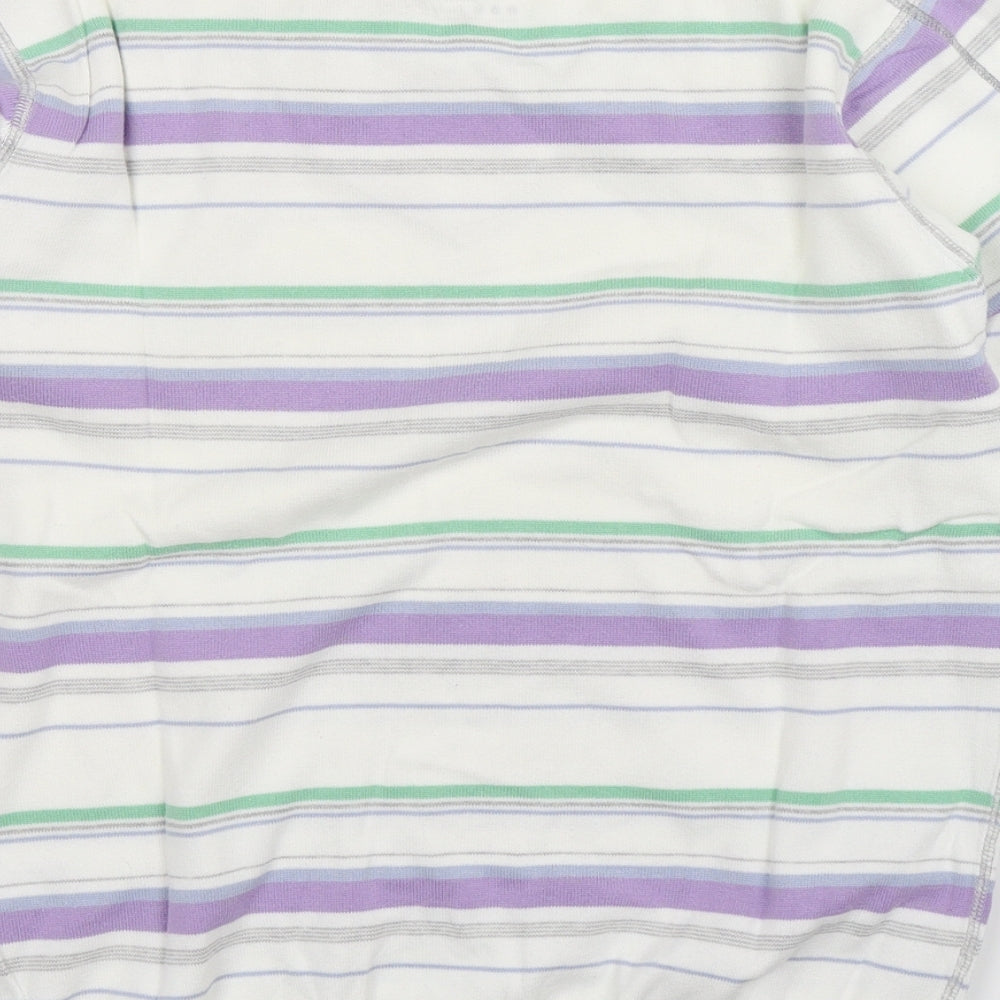 Jack Wilkins Mens White Striped Knit Pullover Jumper Size L