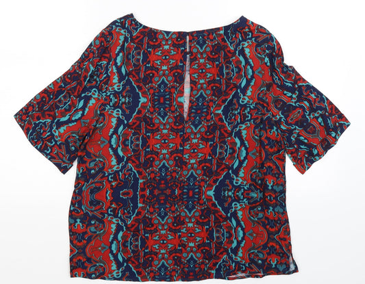 Monsoon Womens Multicoloured Geometric Basic T-Shirt Size 8