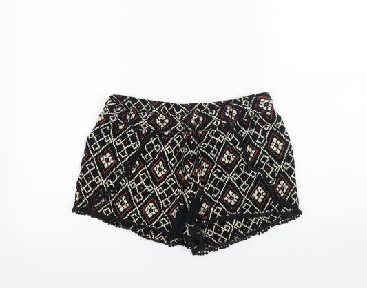 Additional front view of Atmosphere women’s black hot pants shorts, size UK 12