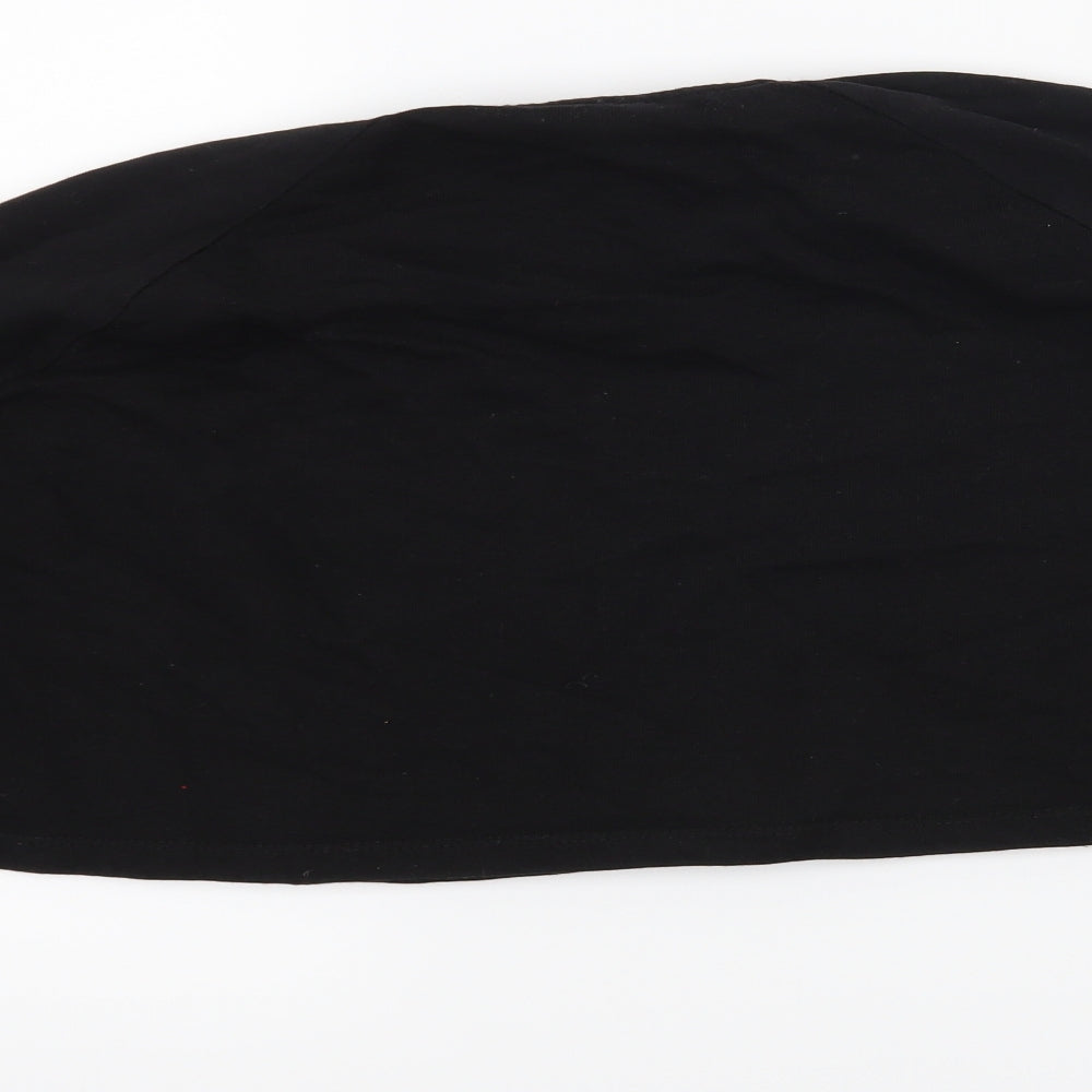 Brand and care label for ASOS women’s black jumper, size UK 8