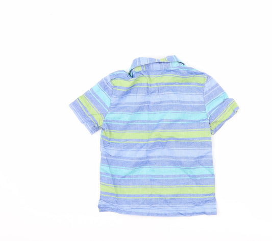 Kidgets Boys Blue Striped Basic Button-Up Size 2 Years