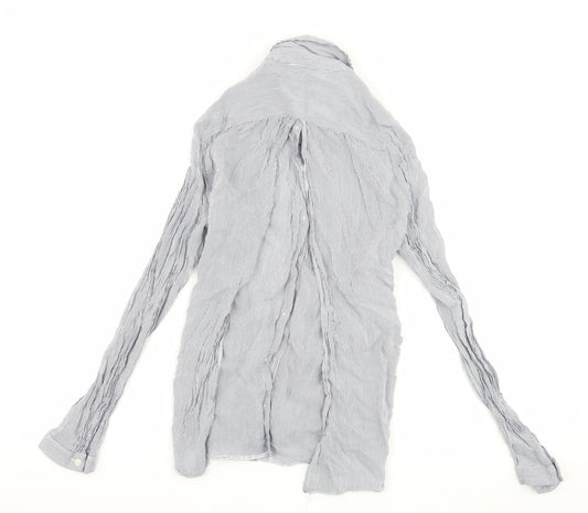 Miss Selfridge Womens Blue Striped Basic Button-Up Size 8 - open back