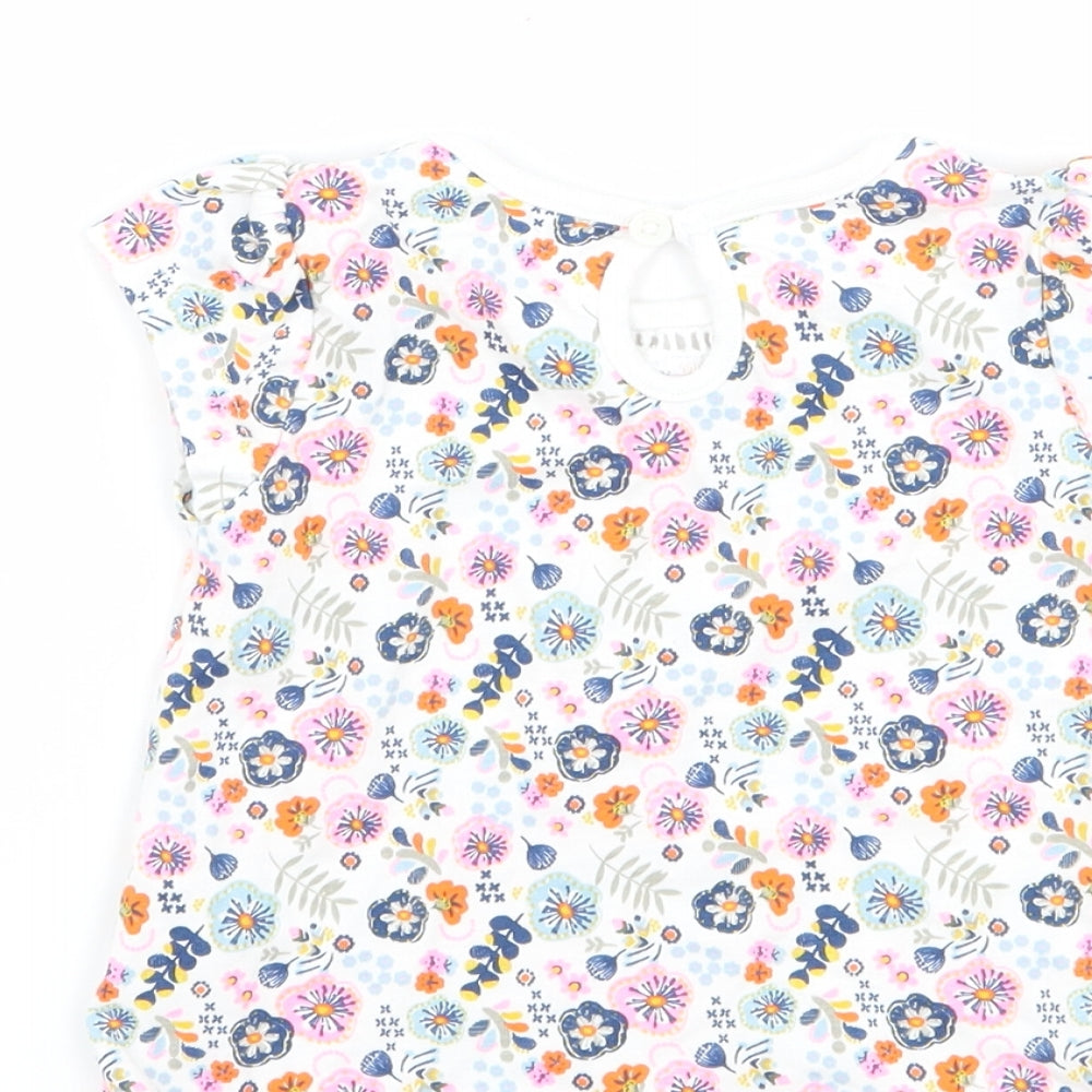 TU Girls White Floral Basic T-Shirt Size 6-9 Months