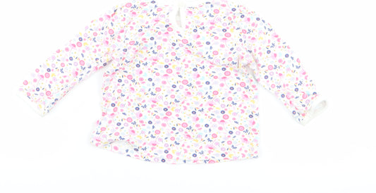 George Girls White Floral Basic T-Shirt Size 3-6 Months