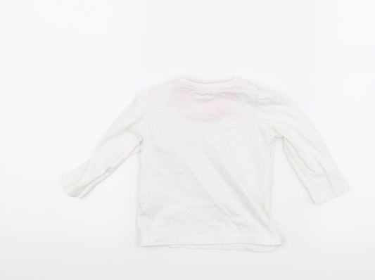 Mothercare Girls White Basic T-Shirt Size 6-9 Months - Love heart