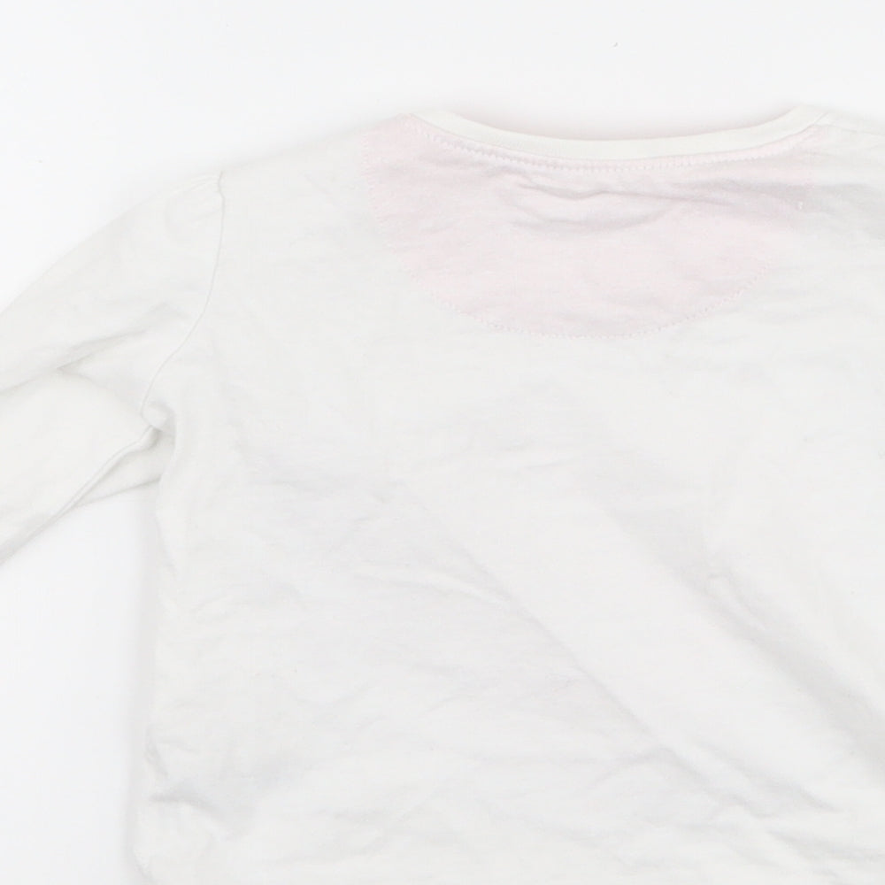 Brand and care label for Mothercare girls’ white basic t-shirt, size 6-9, months - love heart