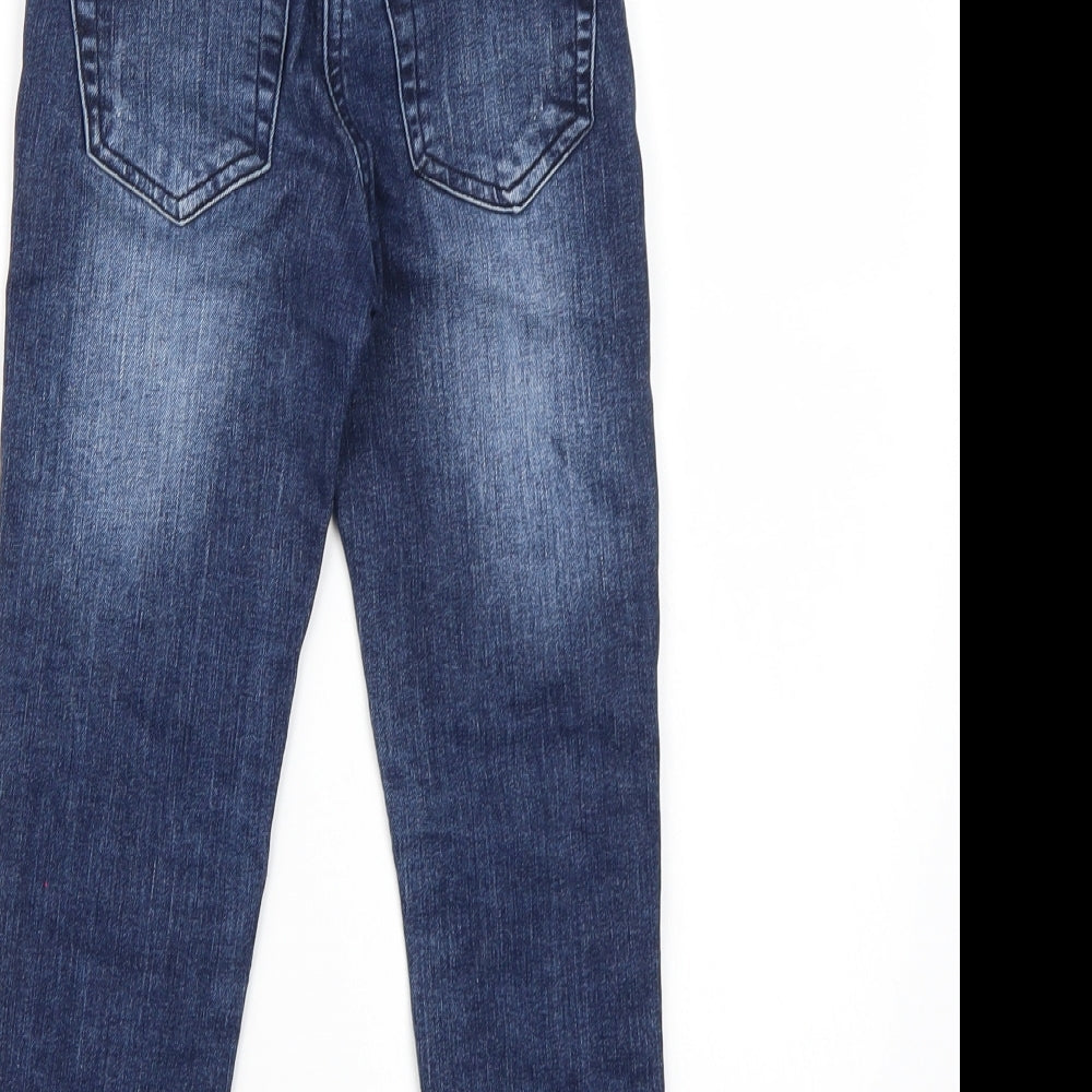 Brand and care label for Matalan girls’ blue denim skinny jeans, size 7, years